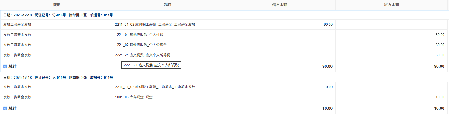 工资薪金-发放-凭证