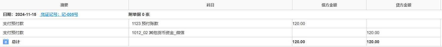 成本支出-预付-凭证
