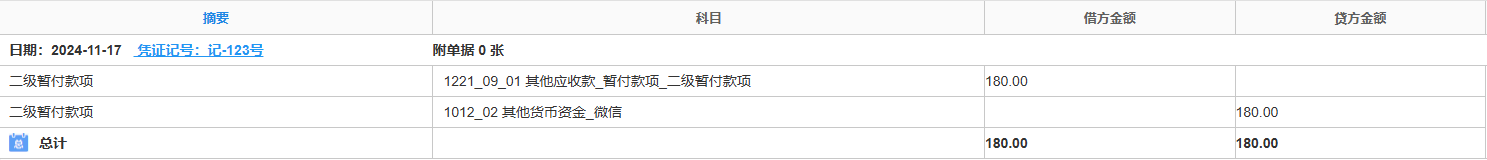 暂付款项-付出-凭证