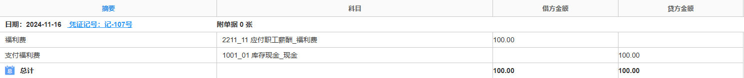 福利费-支付-凭证