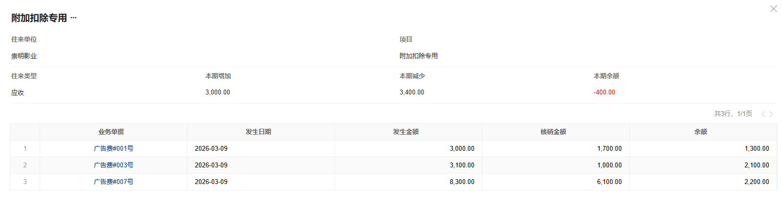 经营报表-往来余额表-详情页