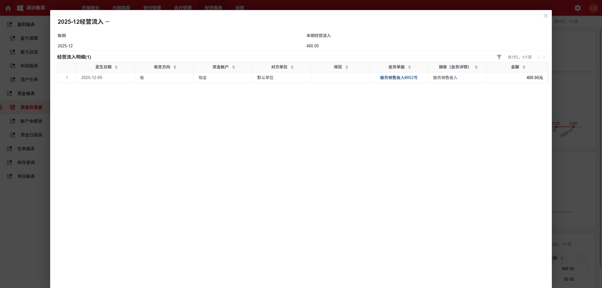 经营报表-资金仪表盘-数据点-数据钻取