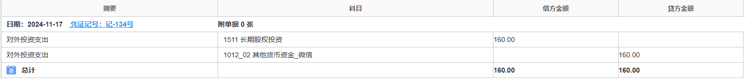 债权-对外投资-凭证