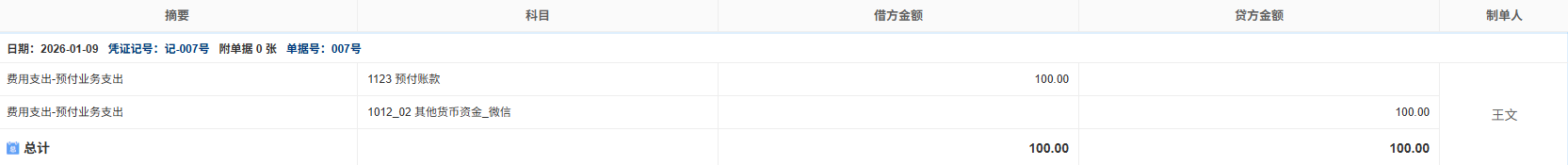 办公费用-预付-凭证