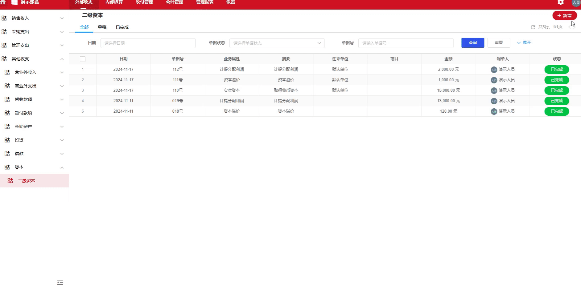 资本-支付分配利润-演示